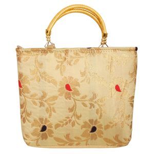 Beaded Handcrafted Brocade Evening Purse Handbag Vintage Party Wedding Gift -_-